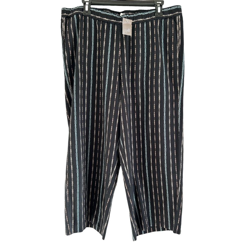 J. Jill Pure Women’s Large Petite 100% Cotton Aztec Print‎ Wide Leg Cropped Pant